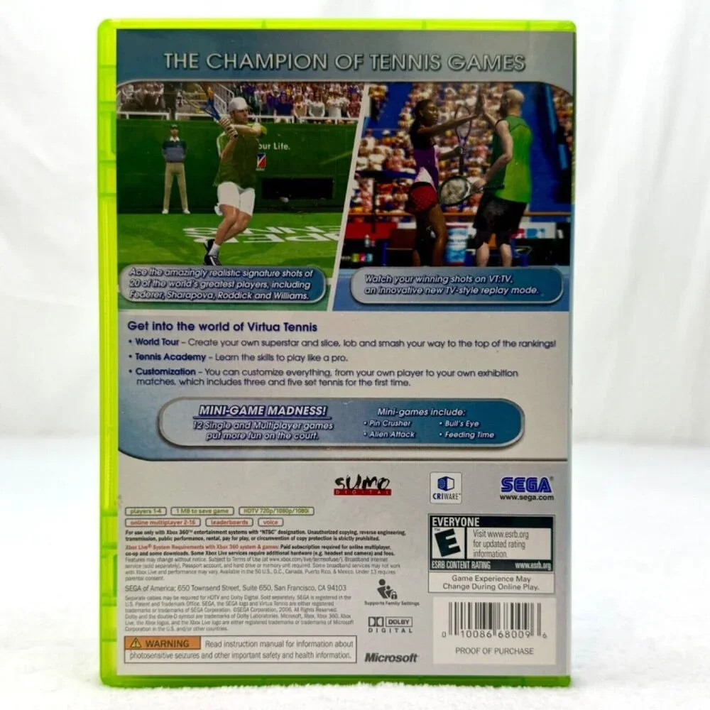XBOX 360 Virtual Tennis 3 2006 Sega